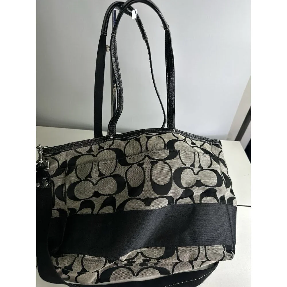 DAMAGED/ WORN COACH XL Tote / Diaper Bag /Signature C'S/ F13803/ Black